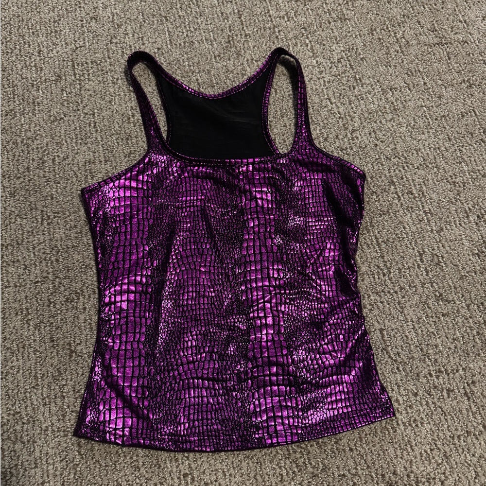 SHEIN Shimmering Purple Croc-Effect Camisole